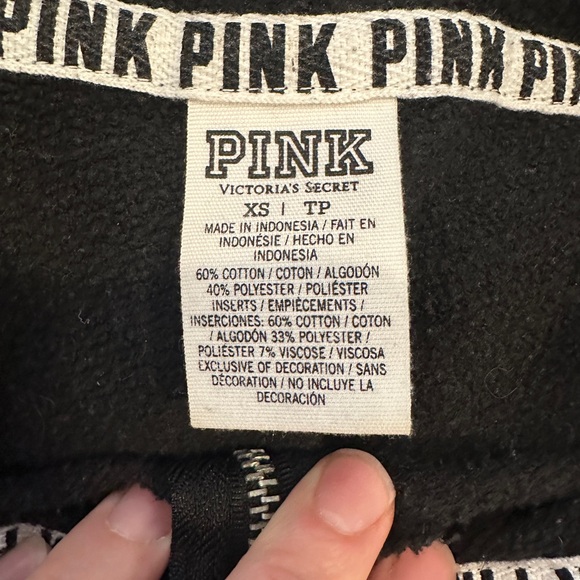 PINK by Victorias Secret Black Zip Up Hoodie Sweater Size XS Women’s - Picture 8 of 8